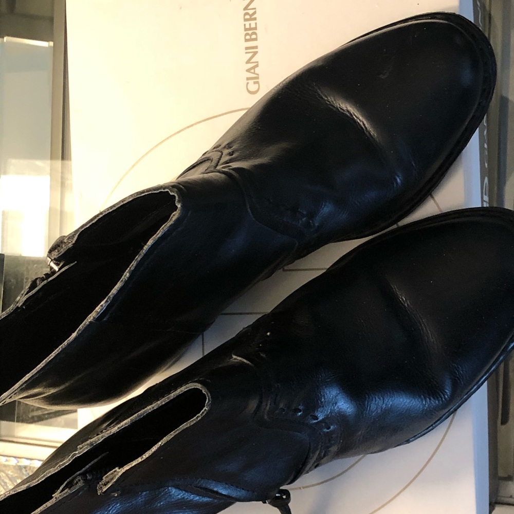 Gianni Bernini Black Leather Boots  Size 11